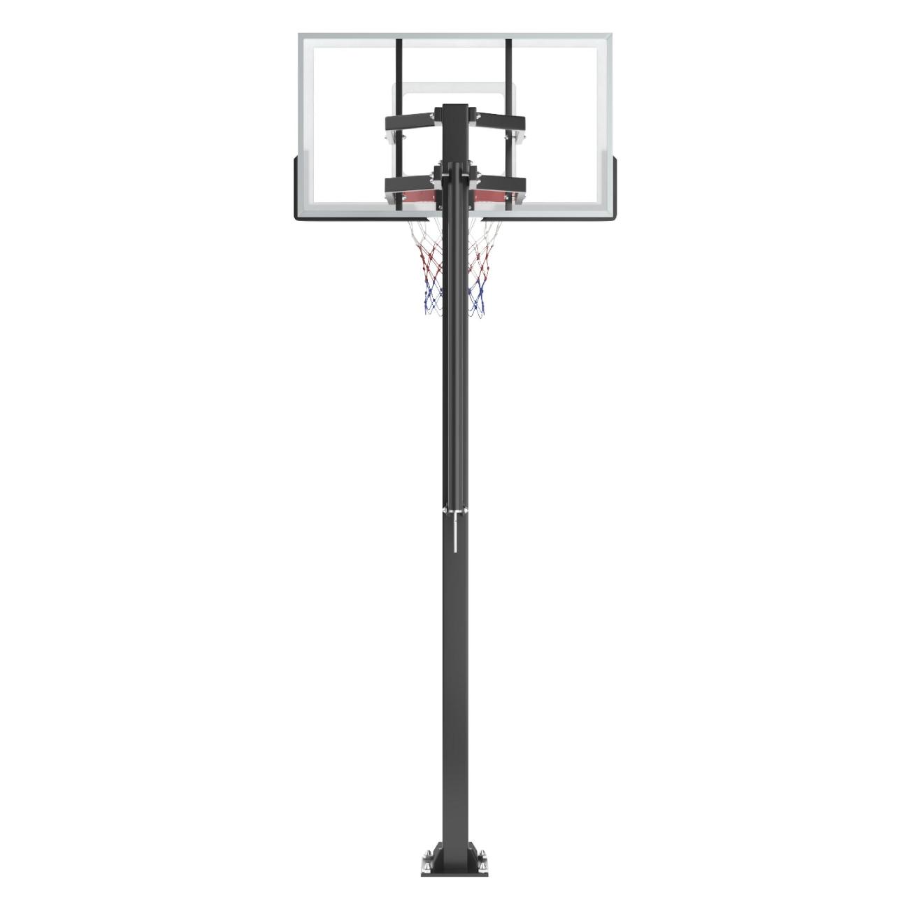 Баскетбольная стойка стационарная UNIX line щит из поликарбоната в стальной раме / B-Stand-PC с регулировкой высоты 230-305 см, щит 140х80 см (54"x32"), диаметр кольца R45
