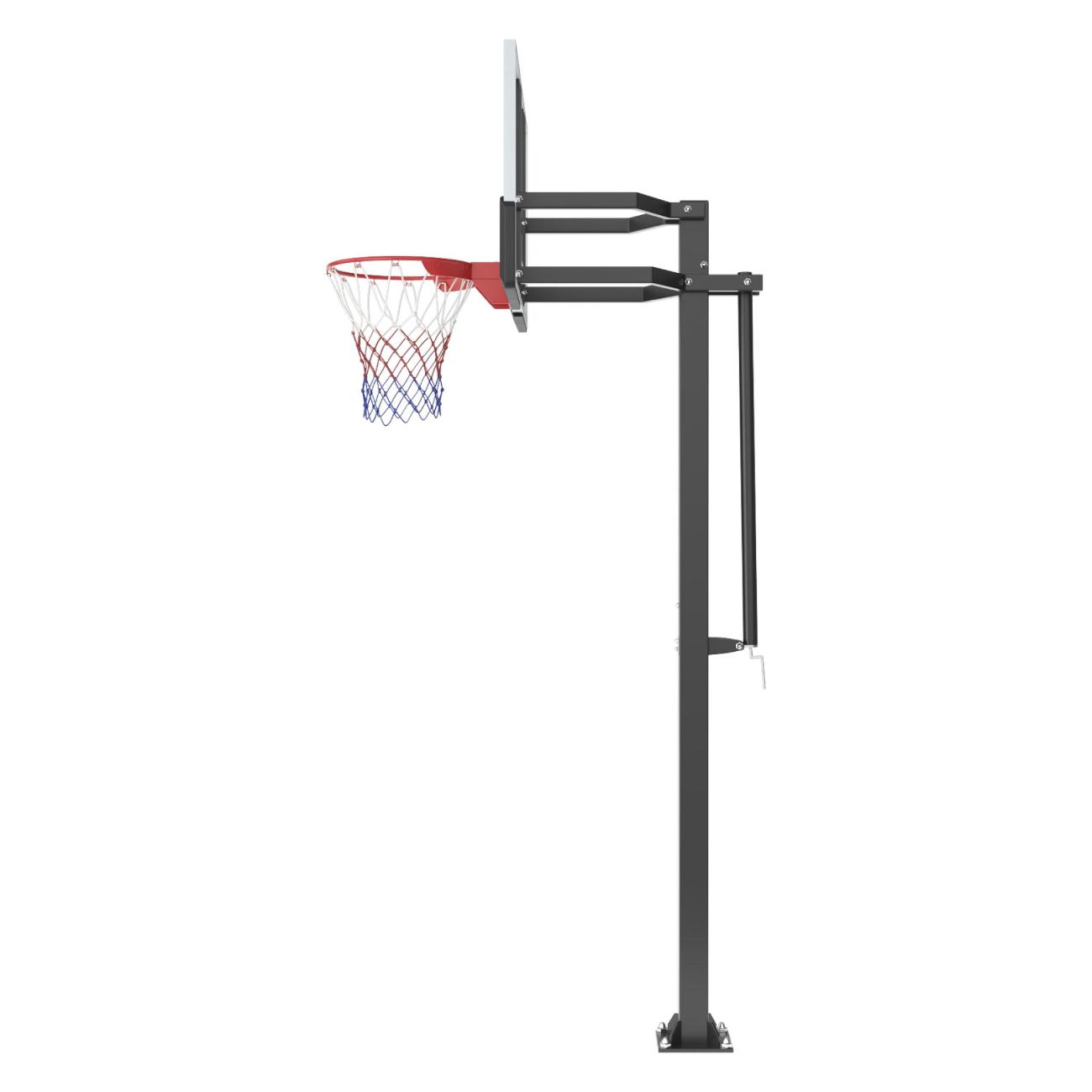 Баскетбольная стойка стационарная UNIX line щит из поликарбоната в стальной раме / B-Stand-PC с регулировкой высоты 230-305 см, щит 140х80 см (54"x32"), диаметр кольца R45