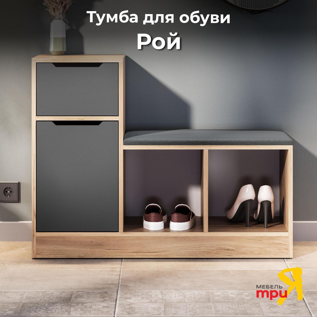 Обувница Трия Рой 263766 дуб золотой/графит серый