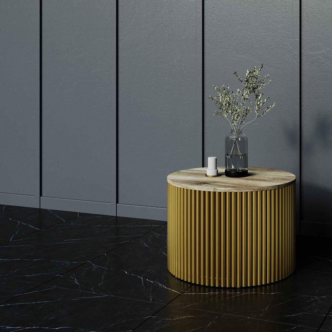 Столик журнальный GENGLASS TRUBIS Wood M GGT-03-1-1-M-60