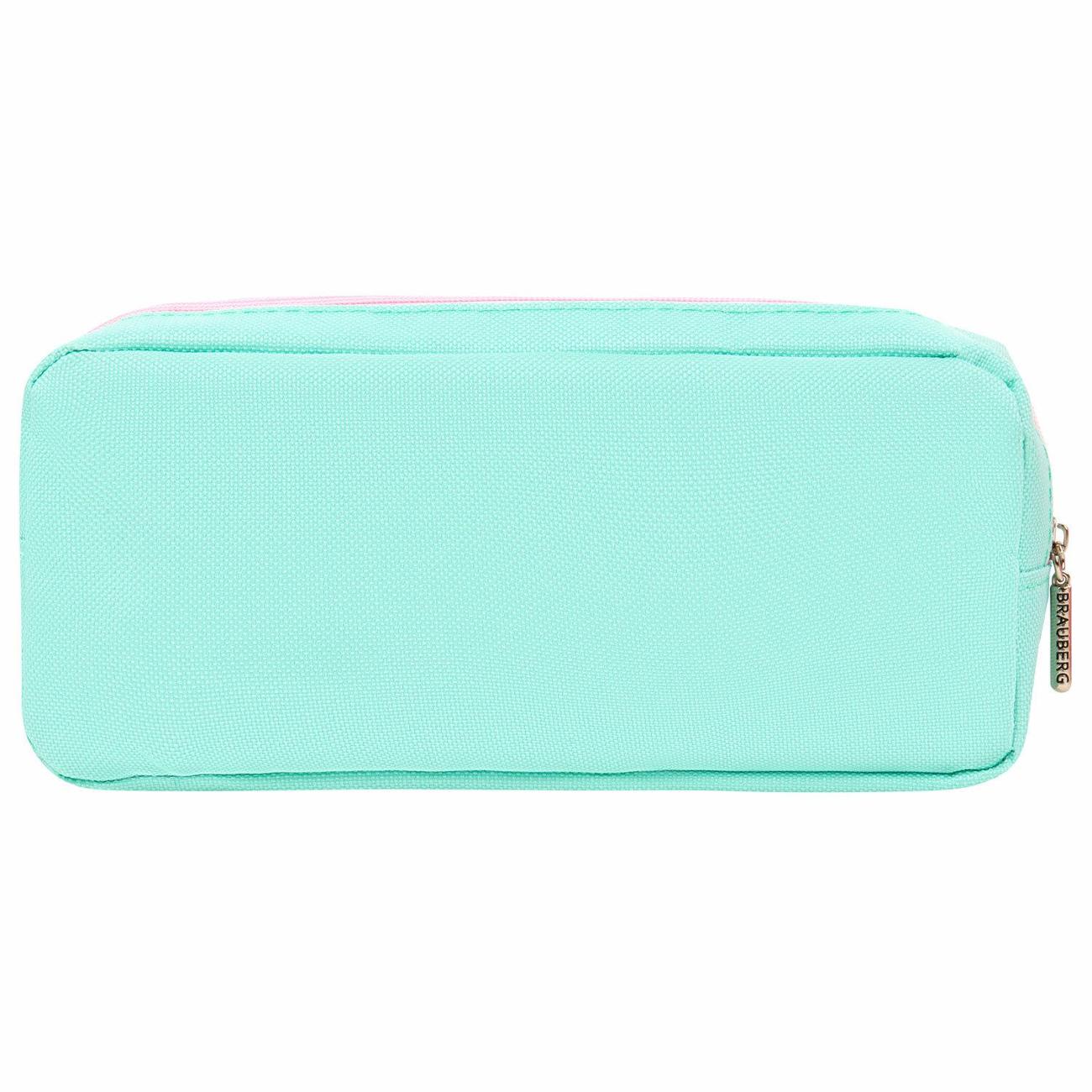 Пенал детский Brauberg PASTEL, 2 отделения, мятный, 21х9,5х5 см, 272275
