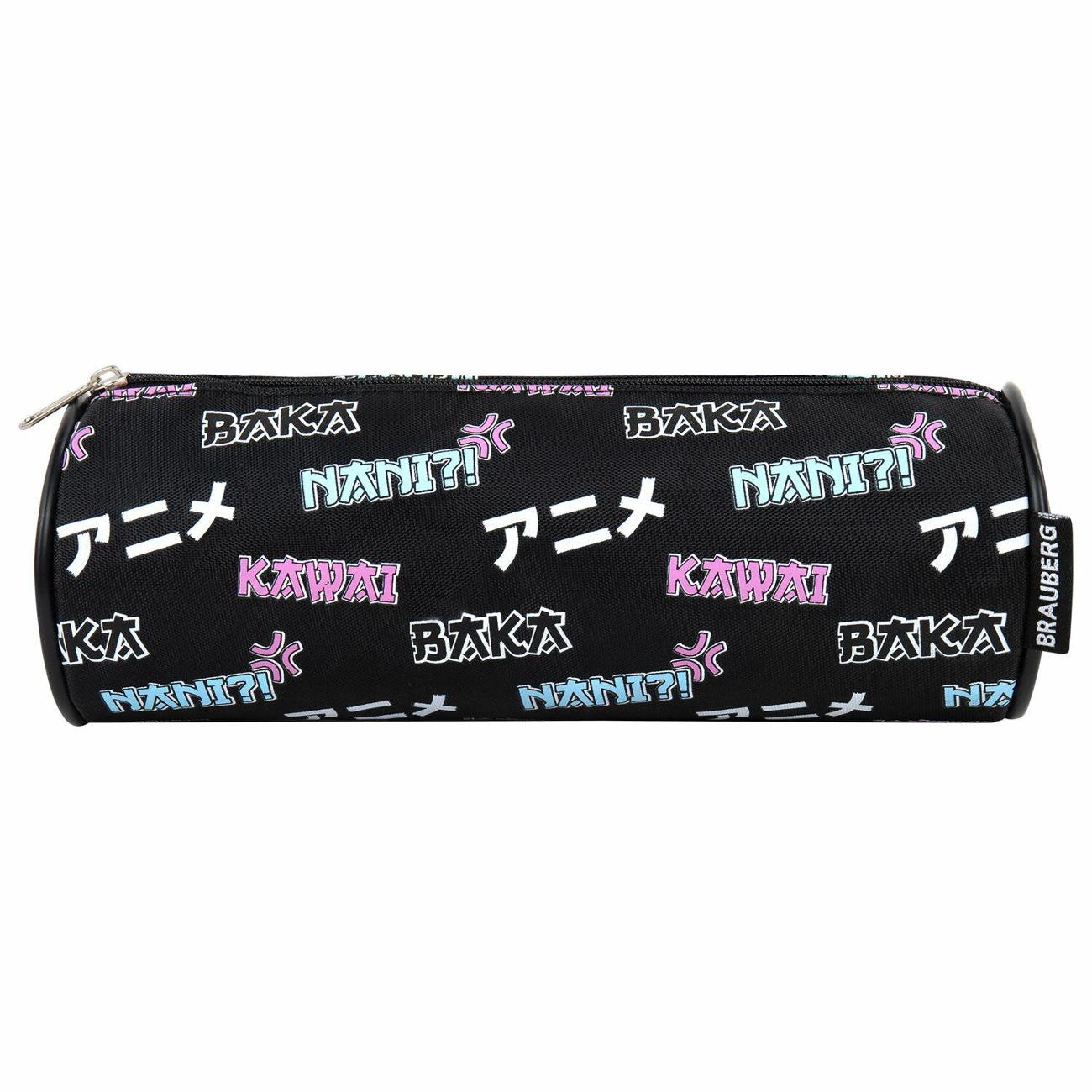 Пенал детский Brauberg Anime slogan, черный, 20х7х7 см, 272295