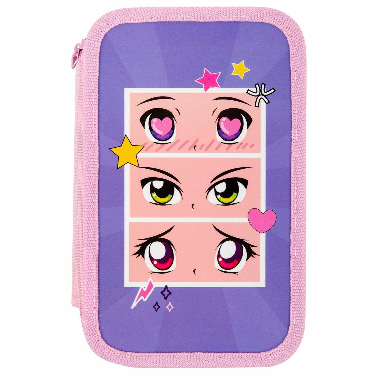 Пенал детский Пифагор 3 отделения Аниме глаза 19х11см 272251