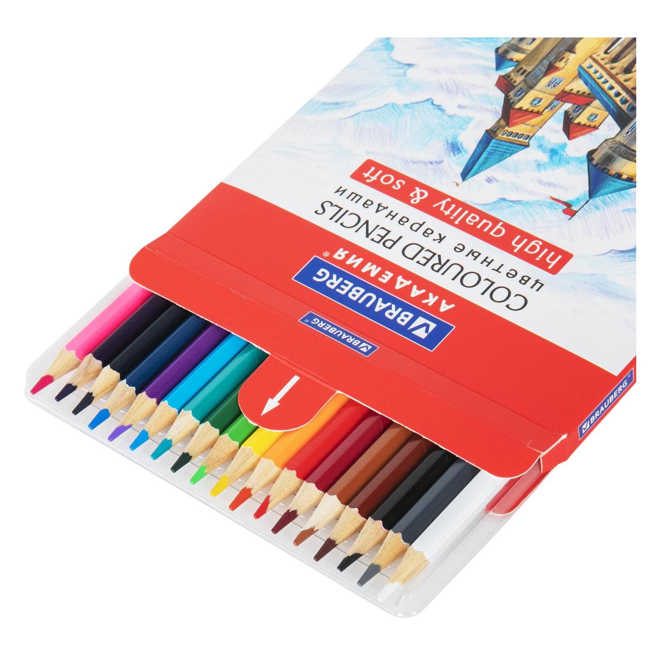 Карандаш цветной Brauberg АКАДЕМИЯ 18 цветов, шестигранные, дерево 181865
