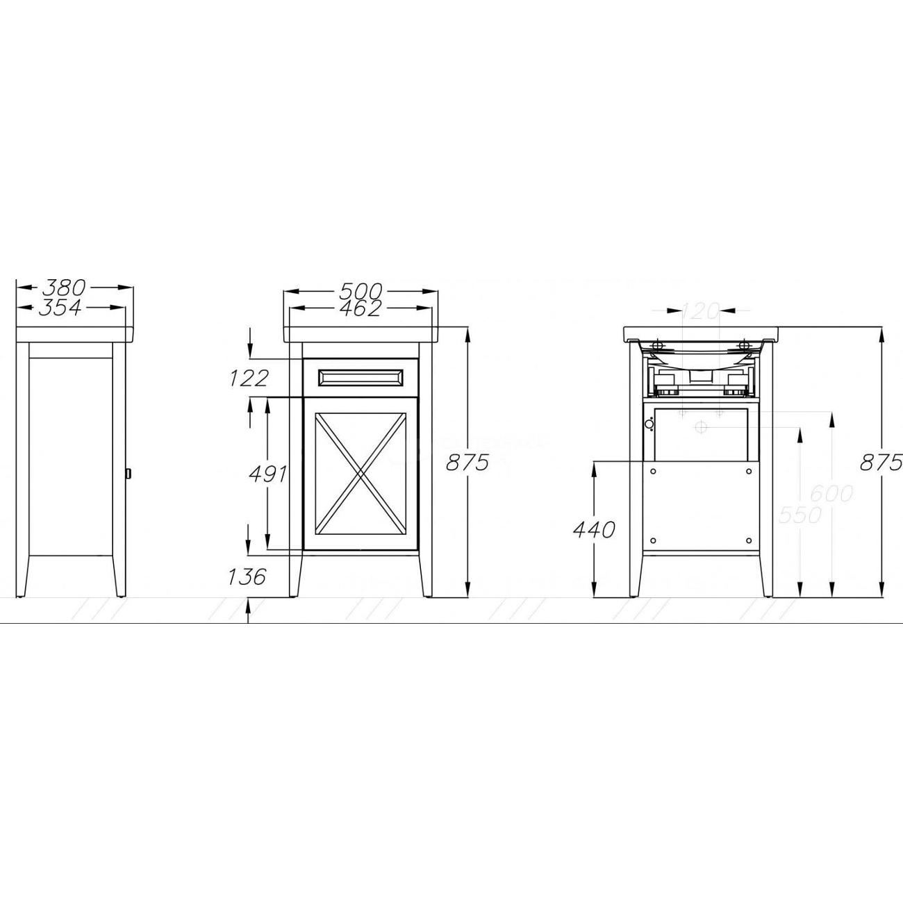 Тумба с раковиной OPADIRIS Палермо OSPL150WM-K