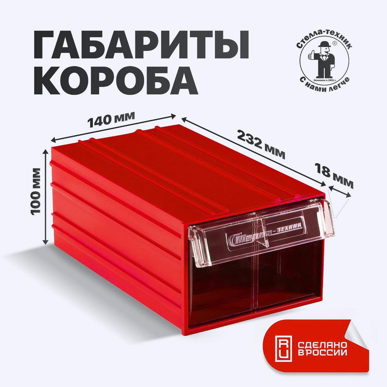 Пластиковый короб Стелла-техник C-2-К20-красный-прозрачный, комплект 20 шт.