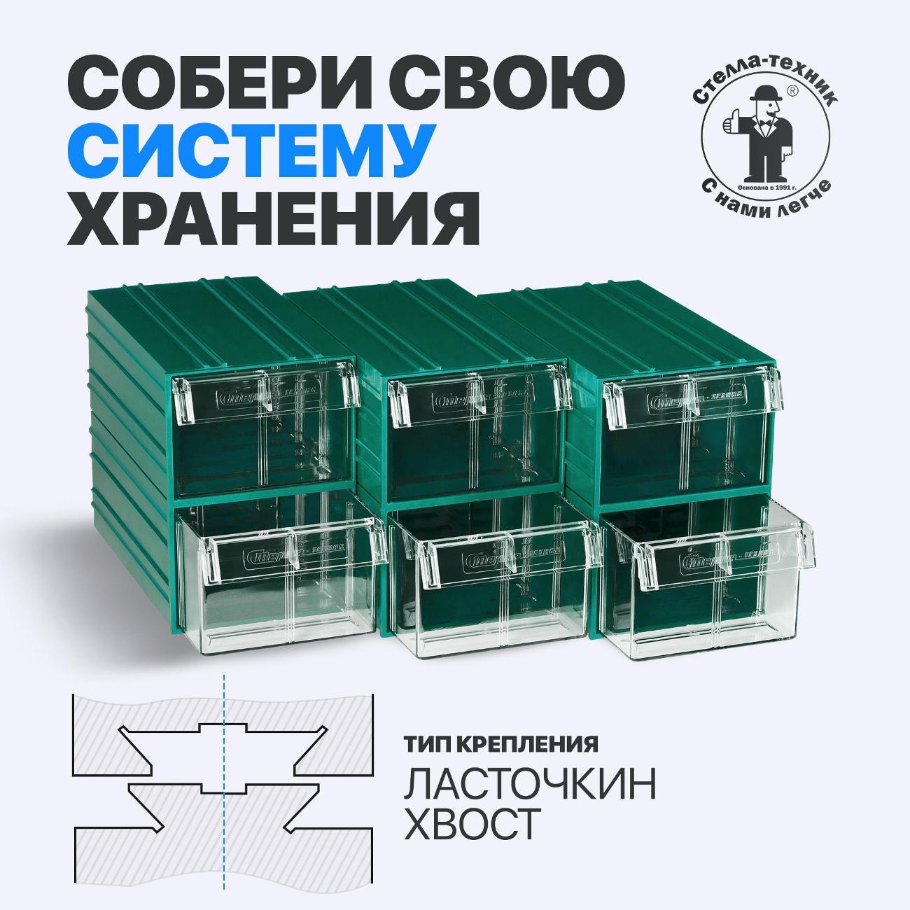 Пластиковый короб Стелла-техник C-2-К20-зеленый-прозрачный, комплект 20 шт.