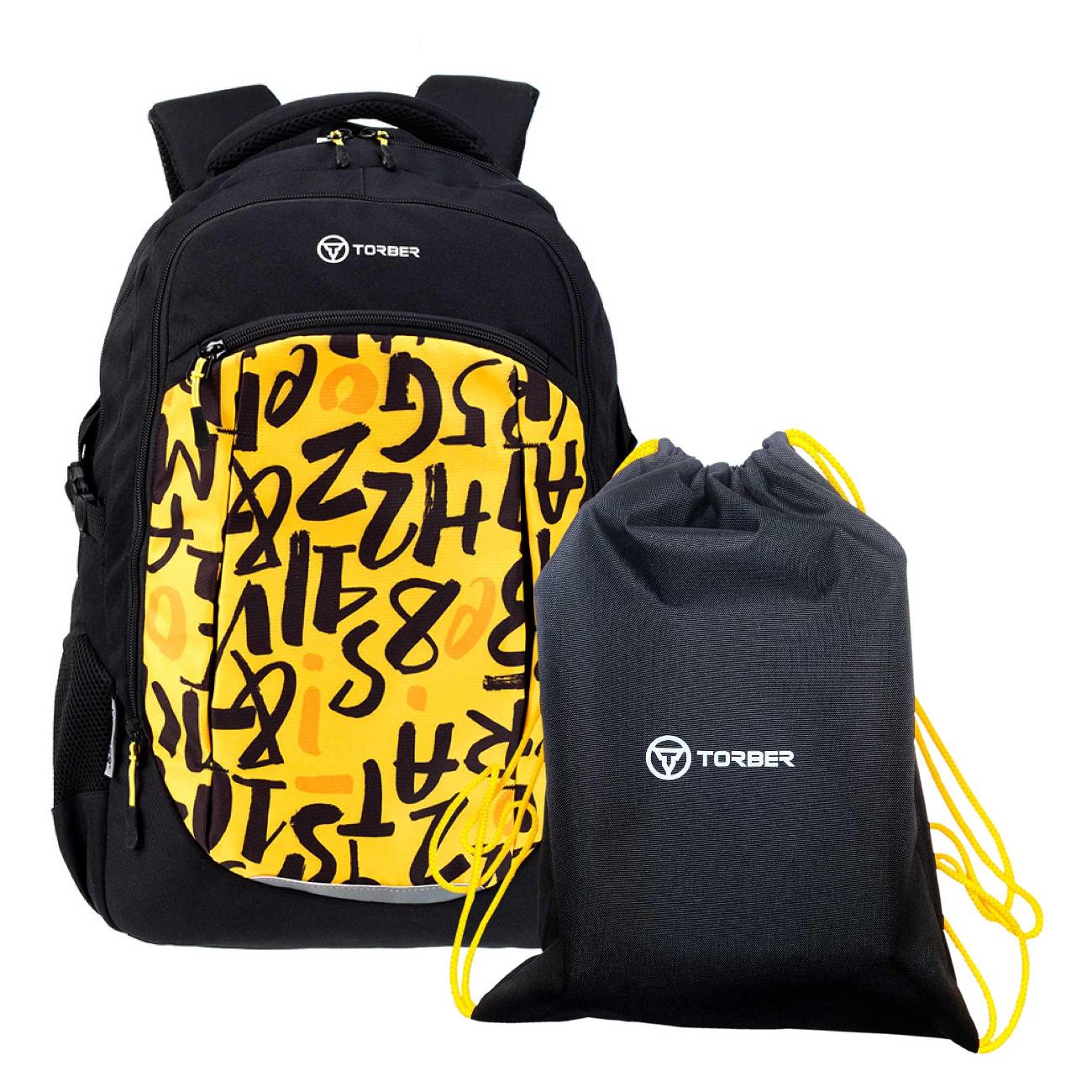 Рюкзак для ноутбука Torber CLASS X T9355-22-BLK-YEL-M фото