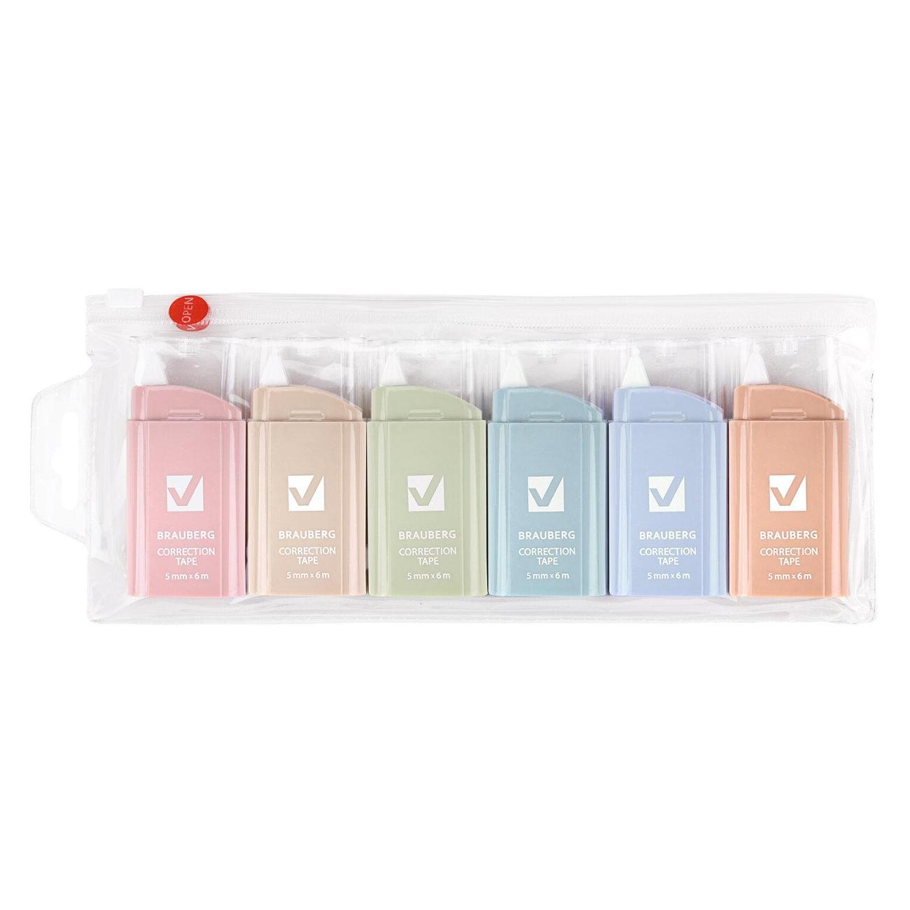 Корректирующее средство Brauberg COMPACT PASTEL 5мм х 6м 6шт 272496 фото