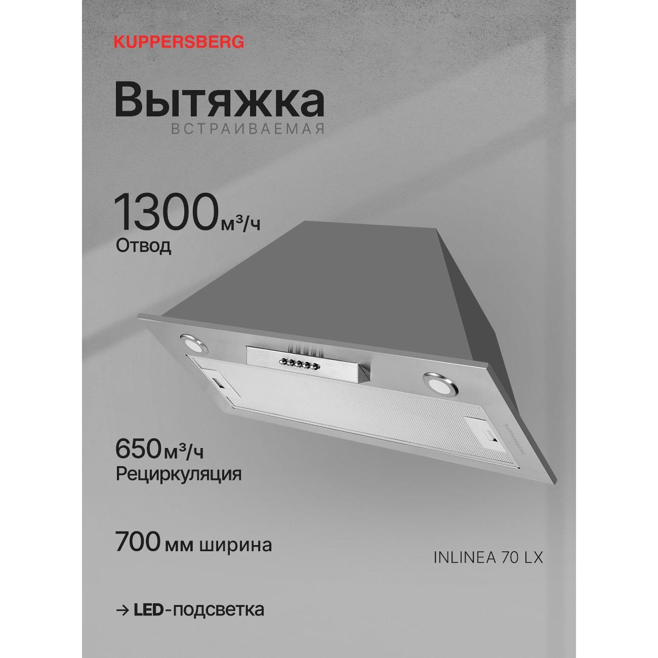 Вытяжка встраиваемая в шкаф Kuppersberg INLINEA 70 LX