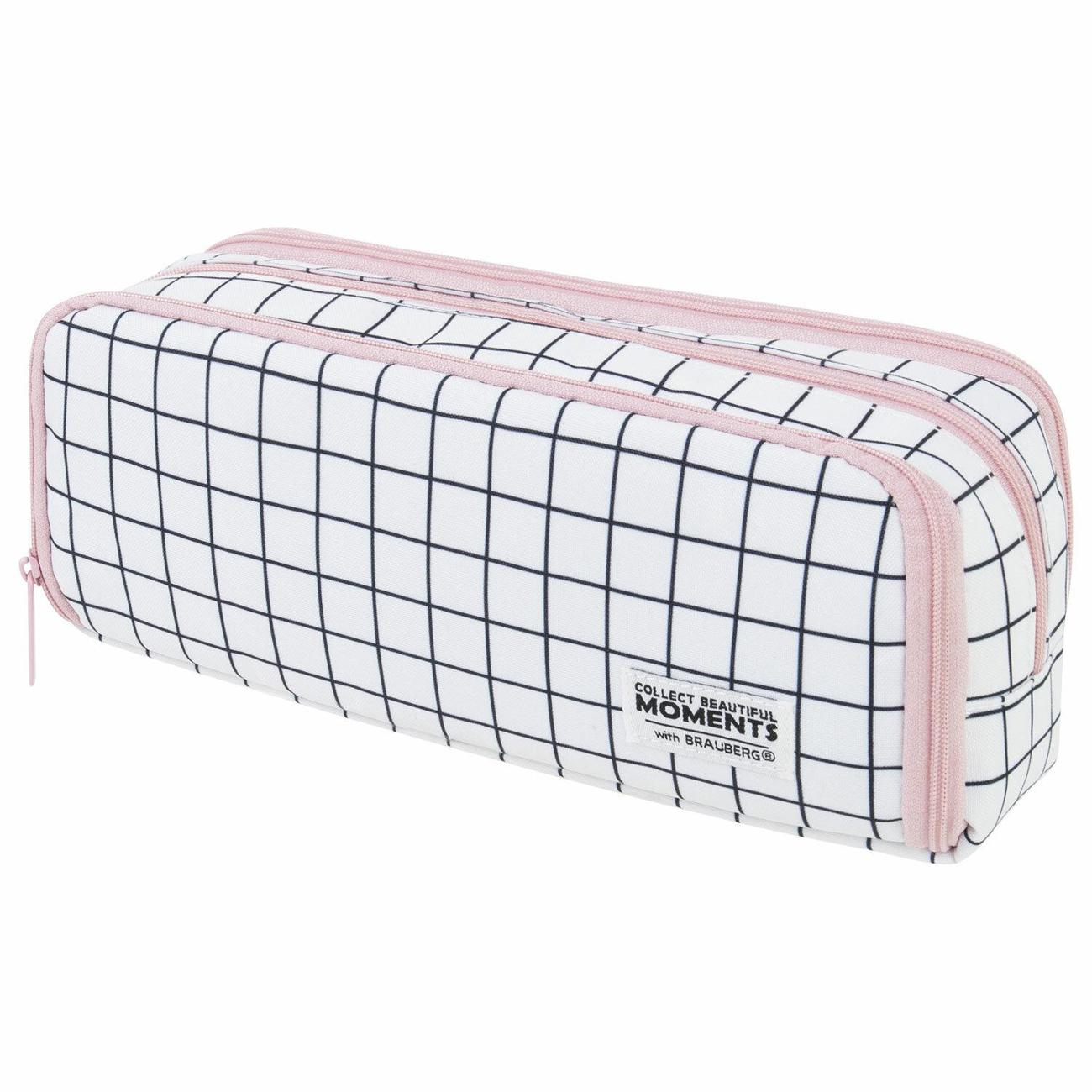 Пенал детский Brauberg Клетчатый белый 23х9см (272315)