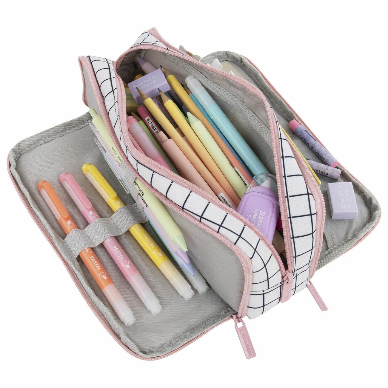 Пенал детский Brauberg Клетчатый белый 23х9см (272315)