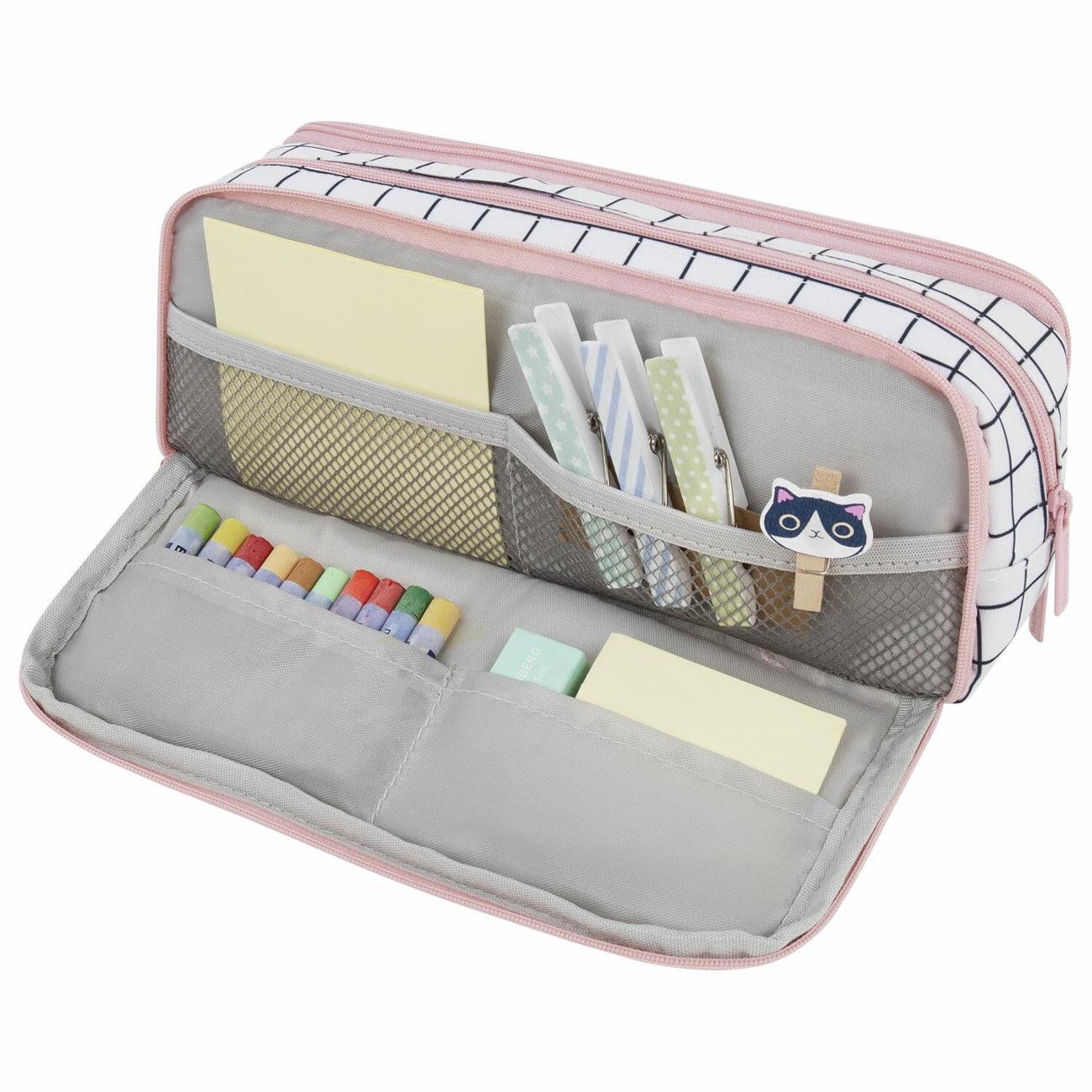 Пенал детский Brauberg Клетчатый белый 23х9см (272315)