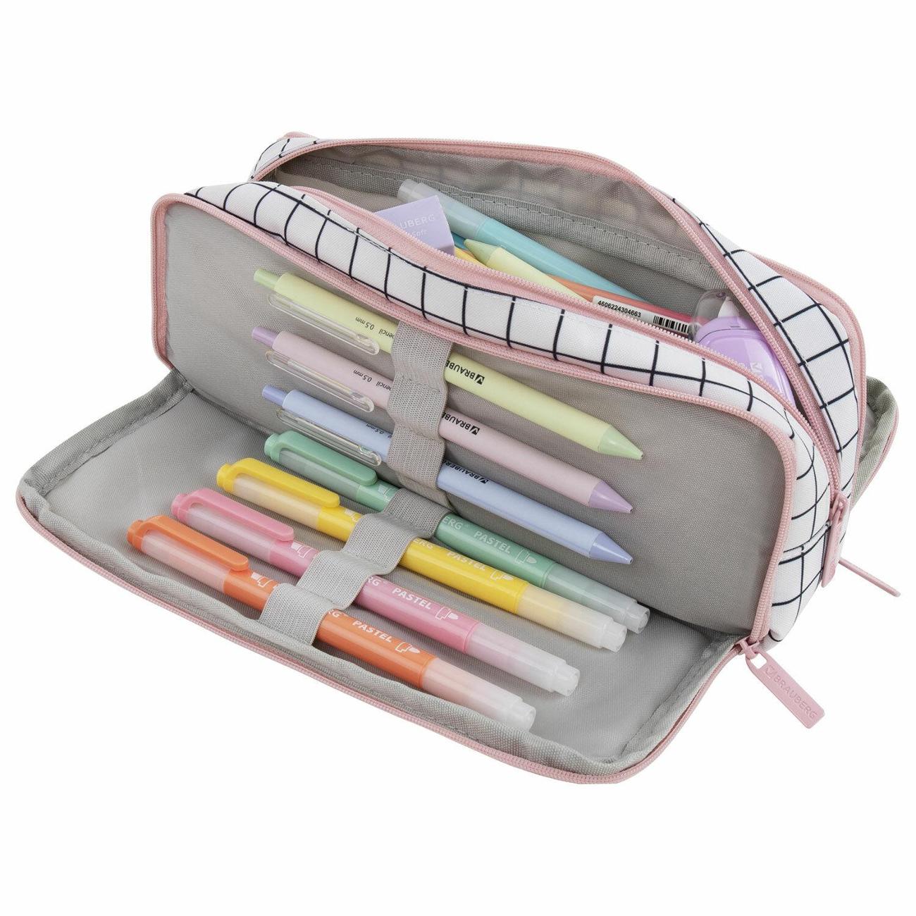 Пенал детский Brauberg Клетчатый белый 23х9см (272315)