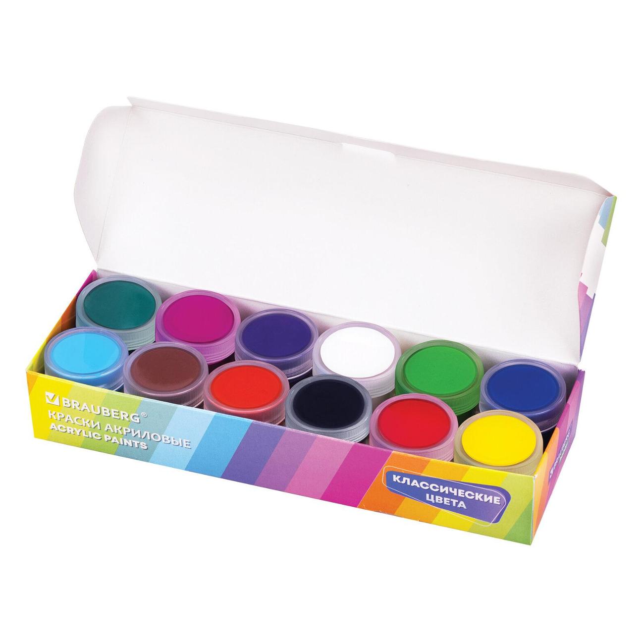 Краски акриловые Brauberg HOBBY 12цв по 10мл 192433