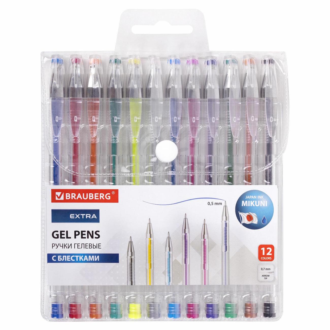 Набор ручек Brauberg EXTRA 12 цветов блёстки (143909) фото