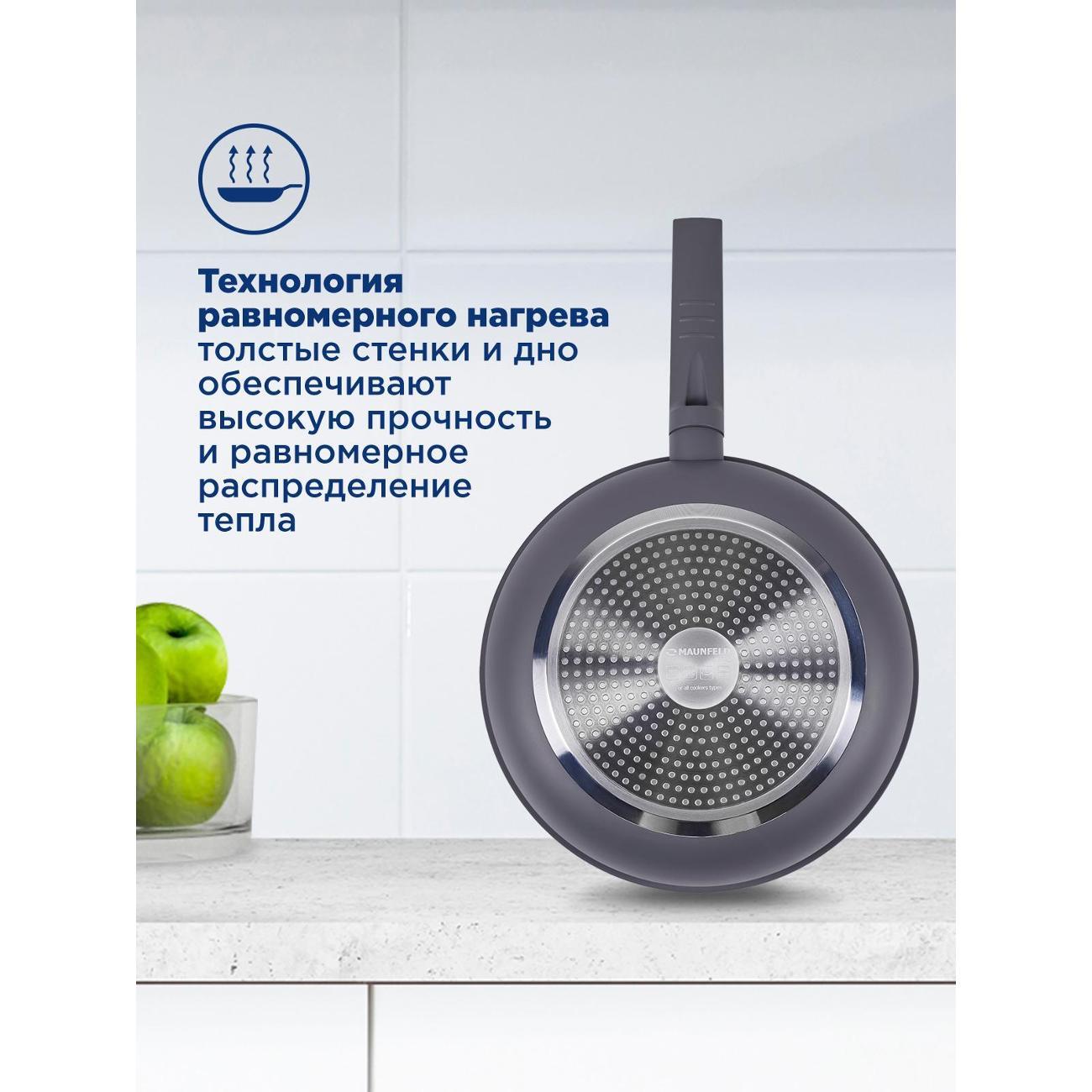 Сковорода из кованого алюминия Maunfeld MF28ASTR1DF