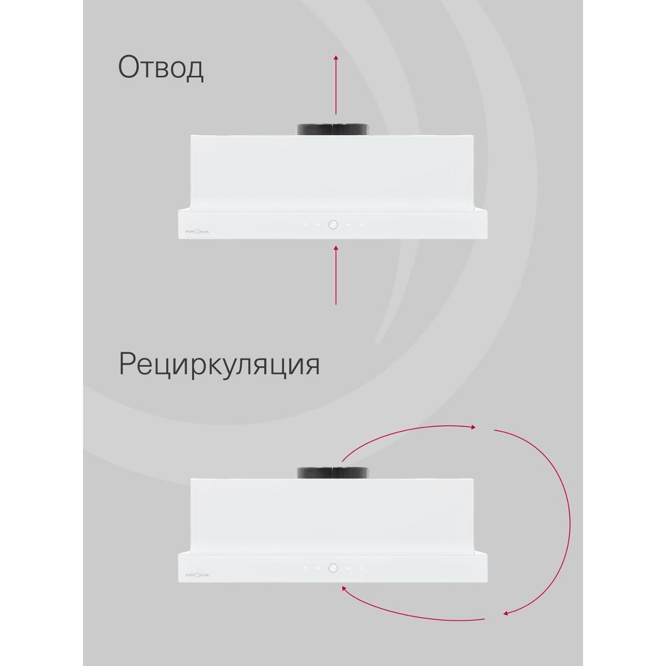 Вытяжка встраиваемая в шкаф Krona KAMILLA T SENSOR MAX 600 White(KRHD252)