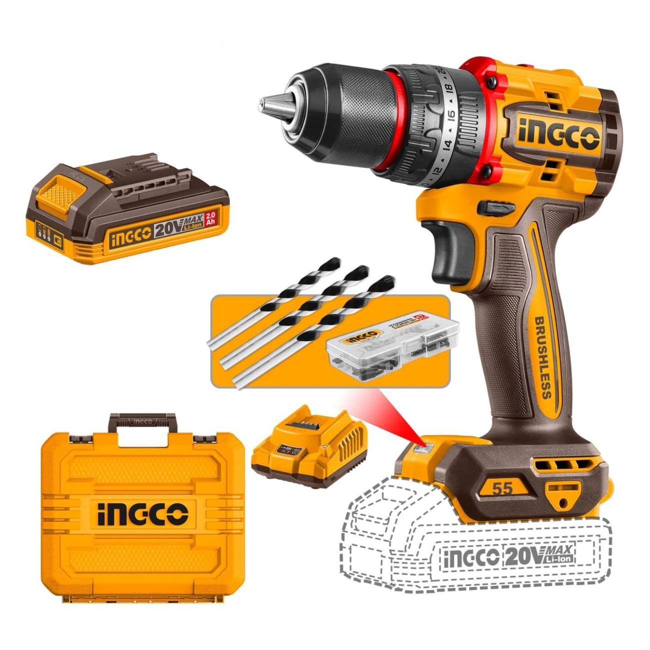 Шуруповерт аккумуляторный INGCO CIDLI20558 фото