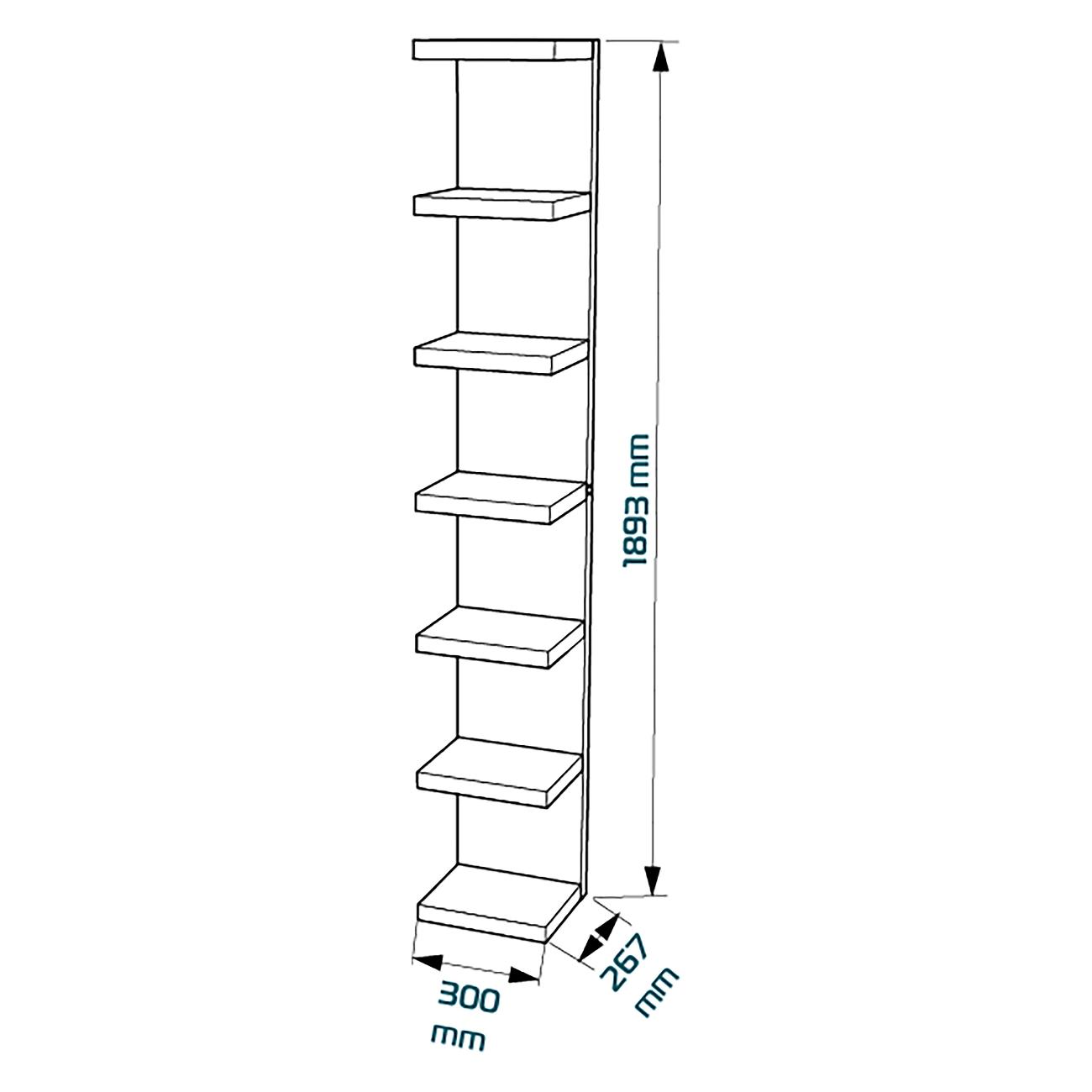Полка книжная Гуд Лакк Фора 190Е 30х189х27