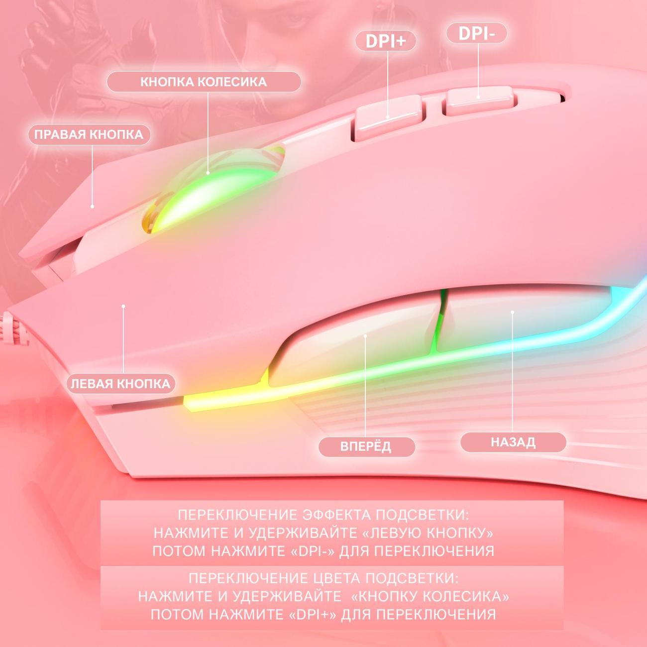 Игровая мышь Onikuma CW905 Pink Twist