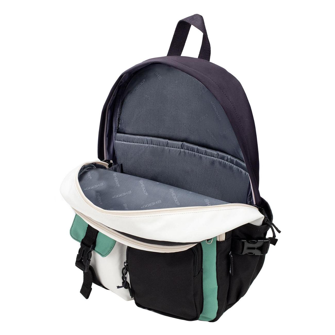 Рюкзак городской HEIKKI BLOCKS Черный/бирюз/беж 44х32х17см