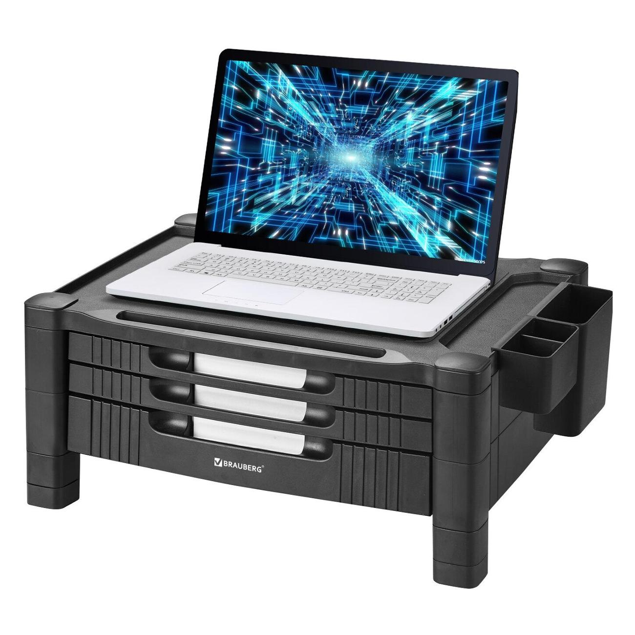Подставка для монитора Brauberg 434х336х193 мм, 3 ящика, 513791