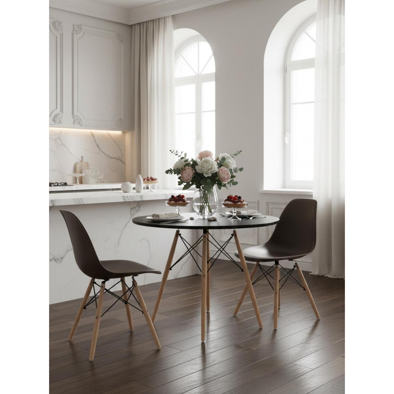 Стул для кухни обеденный Stool Group DSW Style V коричневый, разборный фрейм (комплект 4 стула)