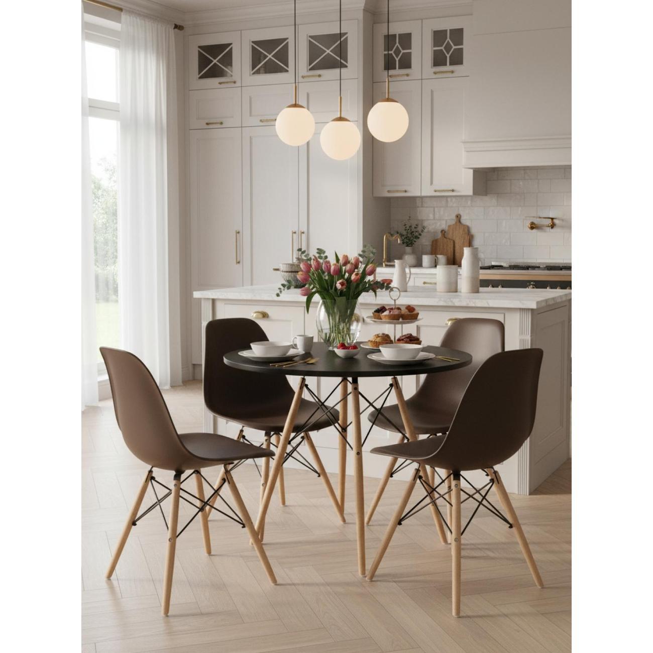 Стул для кухни обеденный Stool Group DSW Style V коричневый, разборный фрейм (комплект 4 стула)