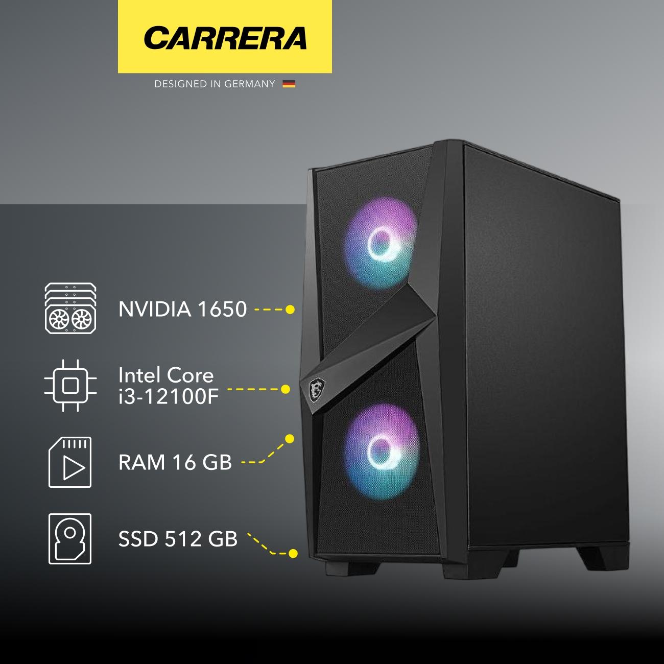 Системный блок игровой Carrera CRR3261 (Core i3-12100F/RAM 16GB/SSD 512GB/NVIDIA 1650/noOS)