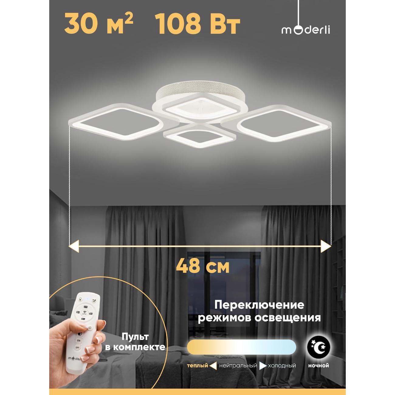 Люстра Moderli V10120-CL Zita LED*54W