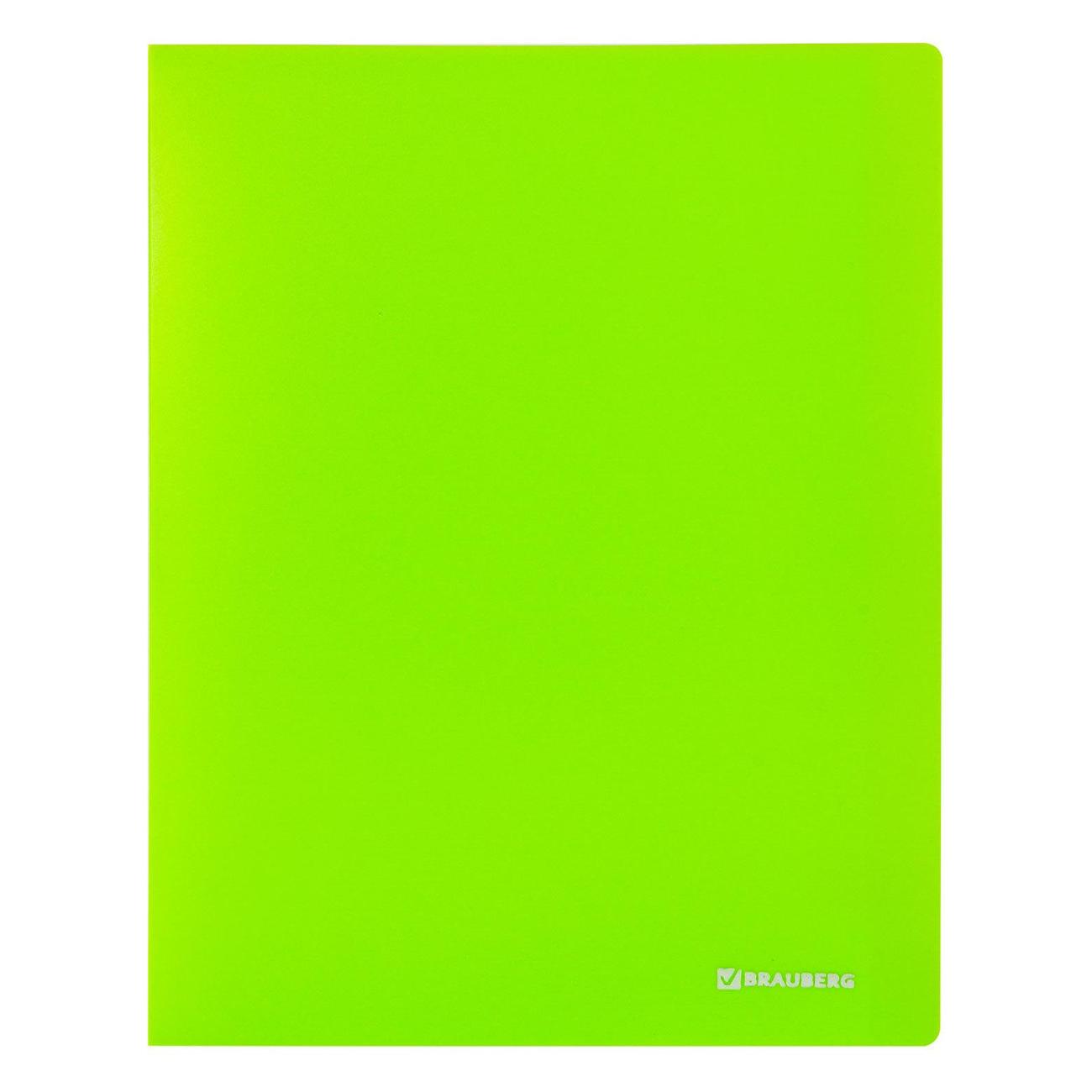 Папка А4 для документов Brauberg "Neon", 16мм, зеленая, до 100л, 0,7мм, 227464