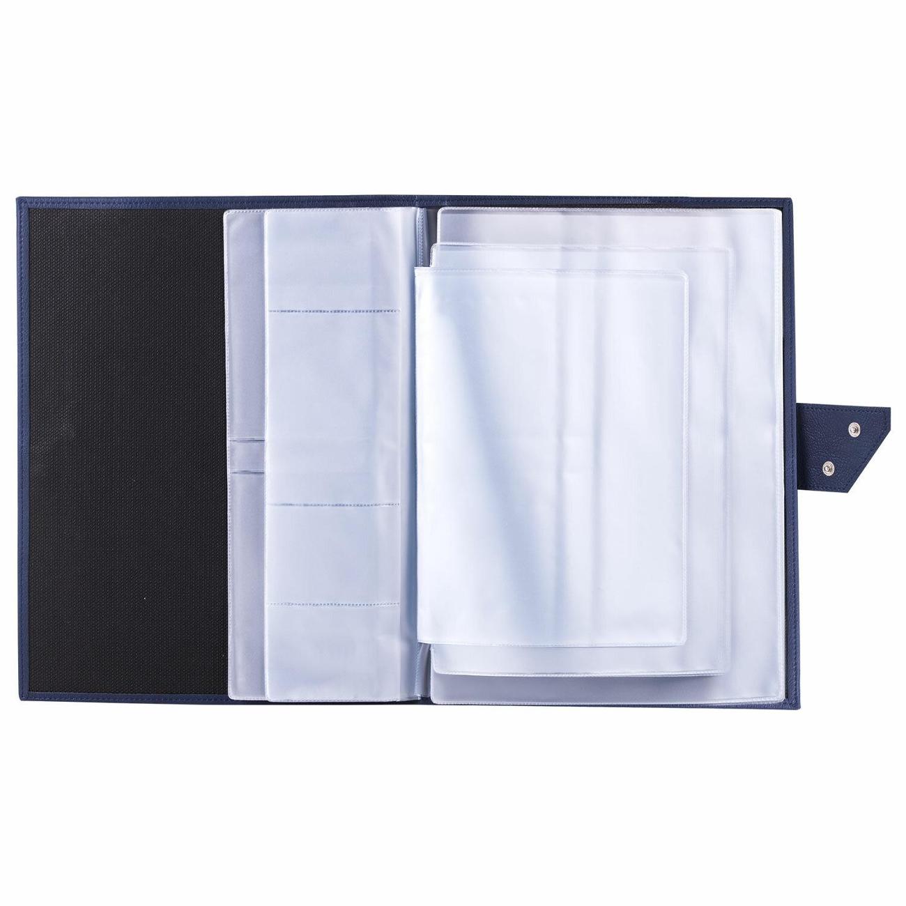 Папка А4 для документов Brauberg А4, экокожа, синяя,, 238206