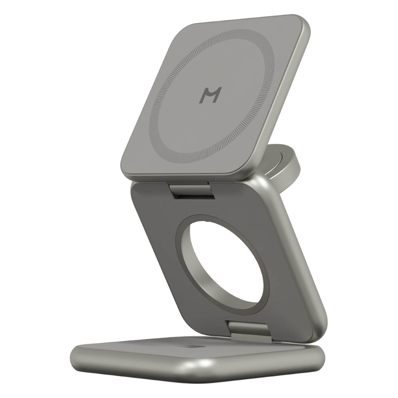 Беспроводное зарядное устройство Magssory Fold Pro 3 в 1 с магнитами титановое фото