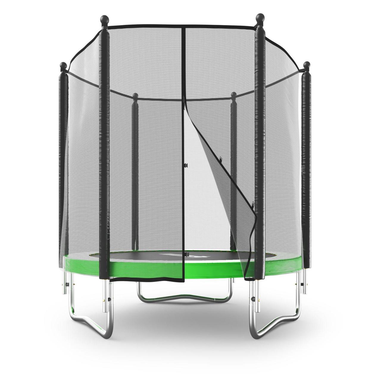 Батут каркасный UNIX line Simple 6 ft с внешней защитной сеткой, общий диаметр 183 см, до 100 кг, детский батут для улицы, зеленый