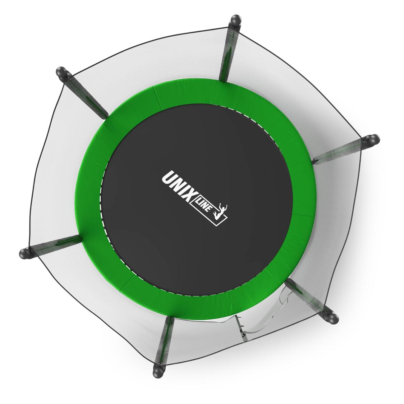 Батут каркасный UNIX line Simple 6 ft с внешней защитной сеткой, общий диаметр 183 см, до 100 кг, детский батут для улицы, зеленый