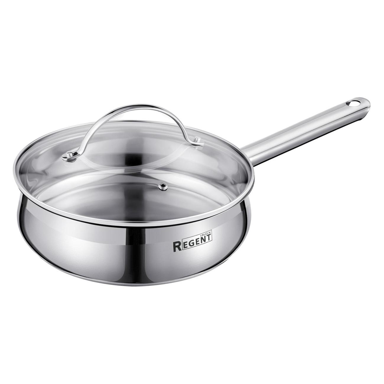 Сковорода НЖС с крышкой 24см/ 3л. REGENT inox Monica