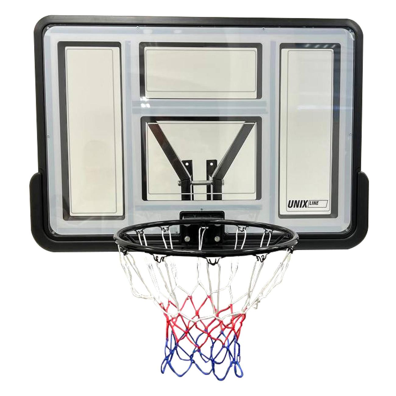 Баскетбольный щит из ПВХ UNIX line размер щита 110х75 см (44"x30"), диаметр кольца R45
