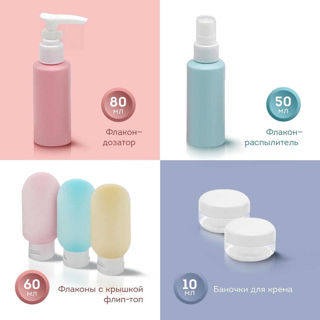 Органайзер дорожный DASWERK 7шт 60мл/10мл с наклейками