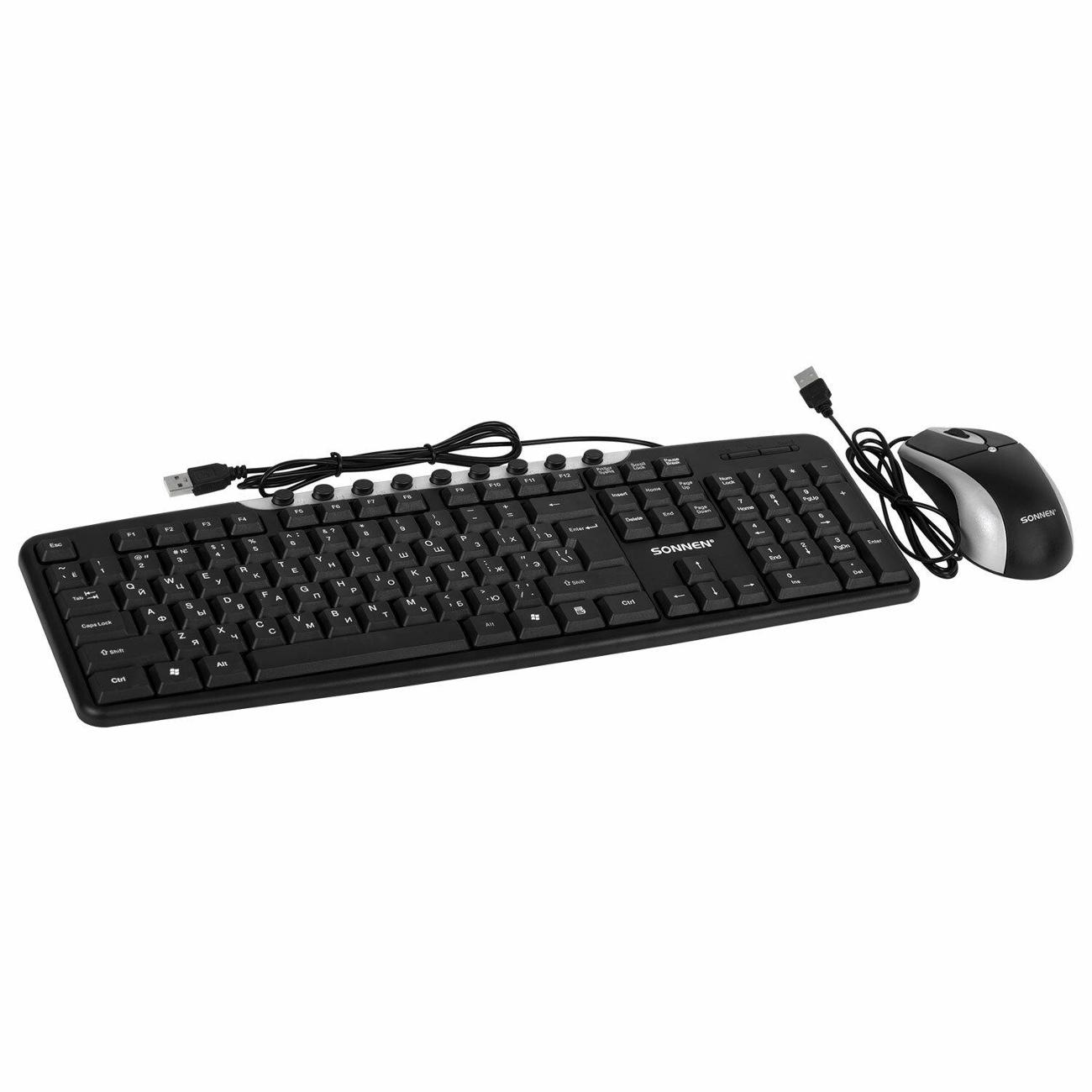 Комплект клавиатура и мышь Sonnen KB-S110 USB черный