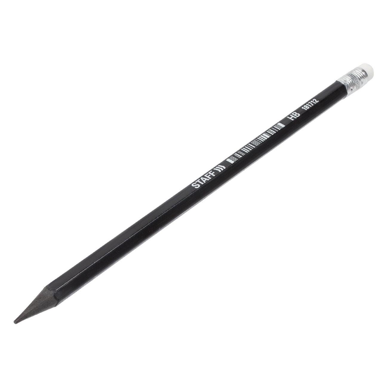 Карандаш Staff BLP-712 HB 100 шт, с ластиком 88042
