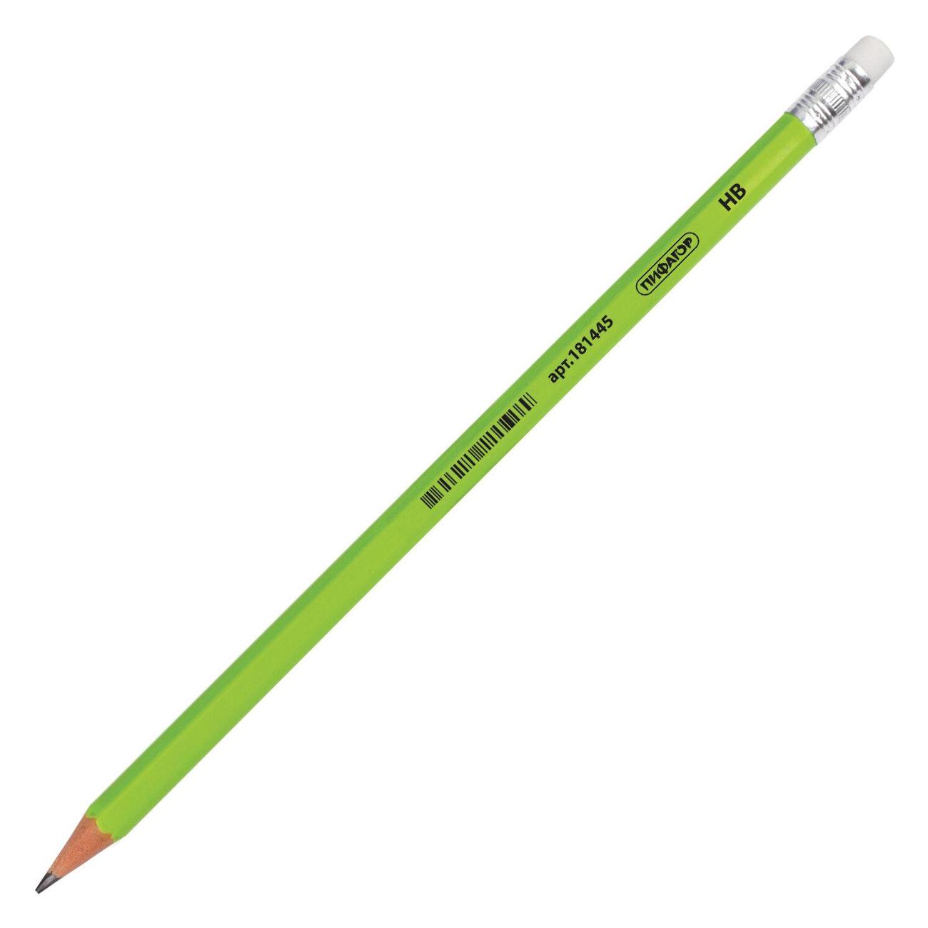 Карандаш Пифагор НВ 100 штук, с ластиком 880433