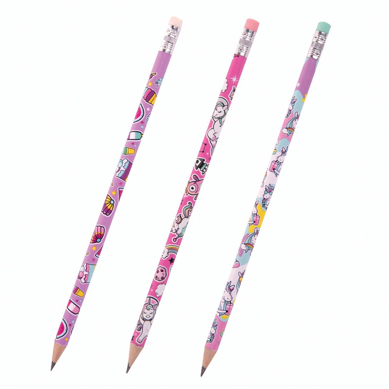 Карандаш Юнландия Карандаши ч/гр с ластик HB ЕДИНОРОГИ 45шт 880763