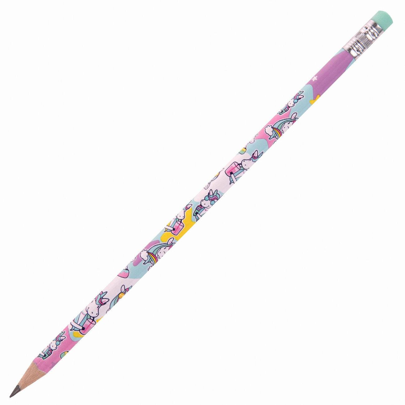 Карандаш Юнландия Карандаши ч/гр с ластик HB ЕДИНОРОГИ 45шт 880763