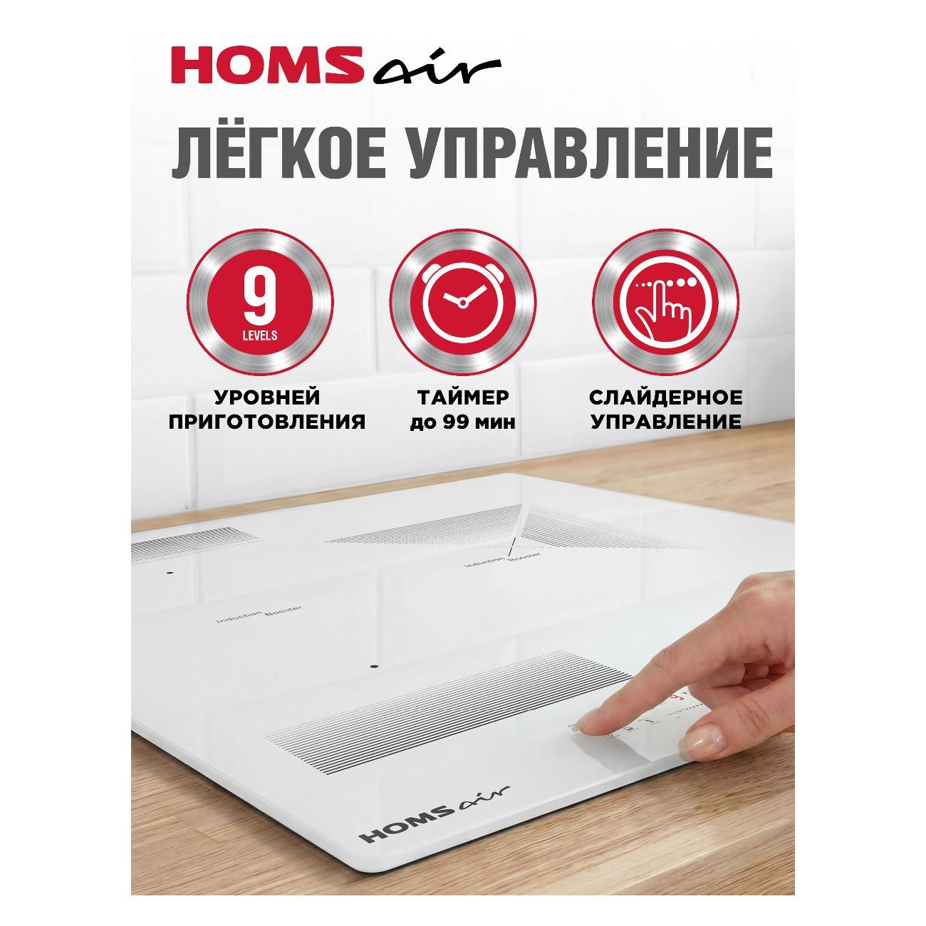 Встраиваемая индукционная панель независимая HOMSAir HIC43BWH Inverter