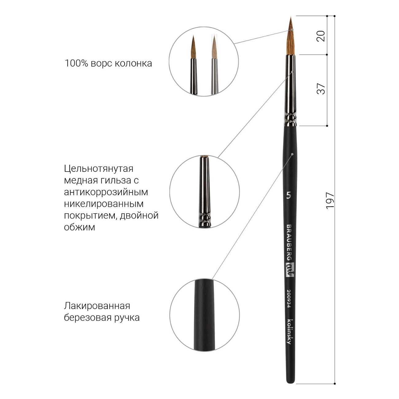 Кисть художественная Brauberg №5 короткая 200934
