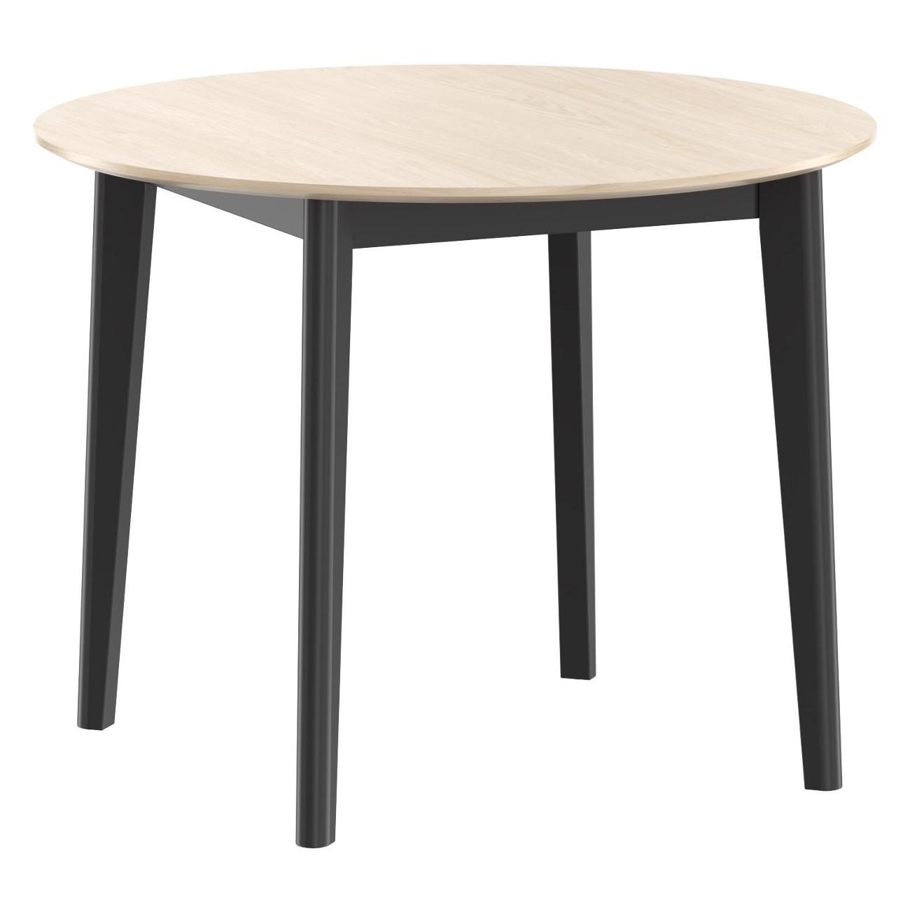 Стол обеденный Skyland LYKKE TR-100 шпон белый дуб/черный 100х100х75