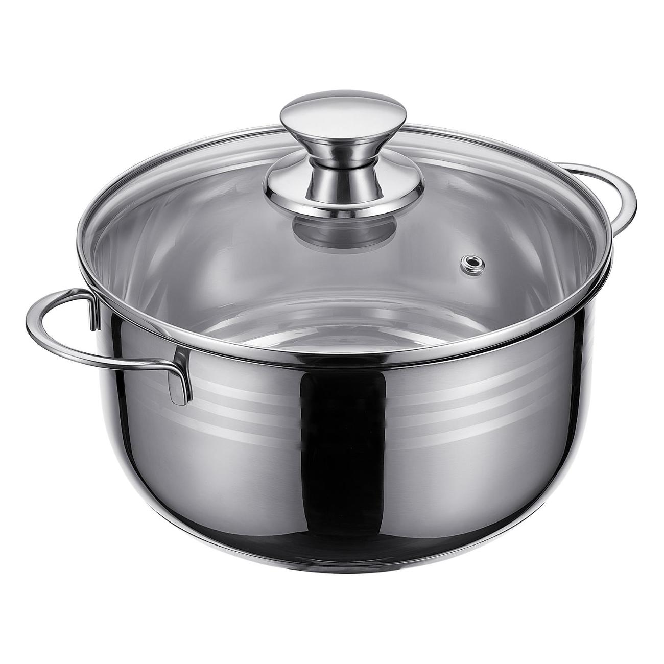 Кастрюля 20см/3л с крышкой REGENT inox Bimbo vitro