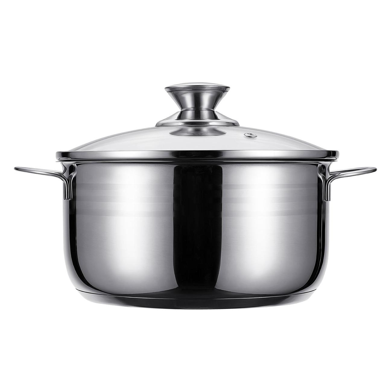 Кастрюля 20см/3л с крышкой REGENT inox Bimbo vitro