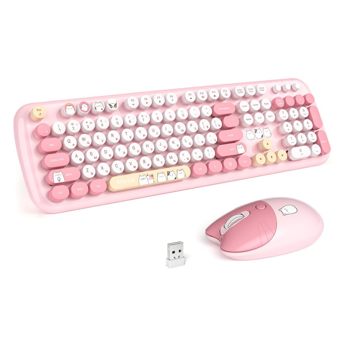 Комплект клавиатура и мышь MOFii SMK-648M3AG pink